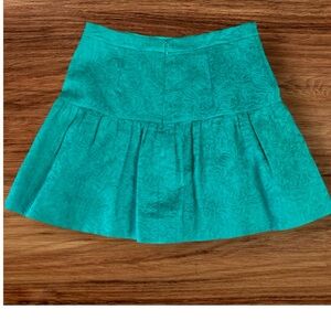 J. CREW Womens Drop Waist Matelasse Jacquard Skirt, Sz 6, Green Floral Texture